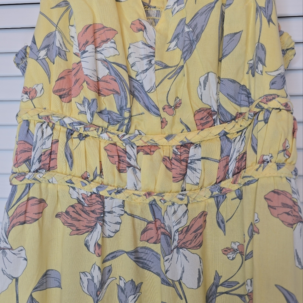 JAPNA Yellow Floral Maxi Dress Women's Sz Medium Smocked Cottagecore Boho Resort - Picture 4 of 11